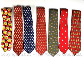 Seven (7) Men's Silk Neckties Including Christmas