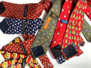 Seven (7) Men's Silk Neckties Including Christmas