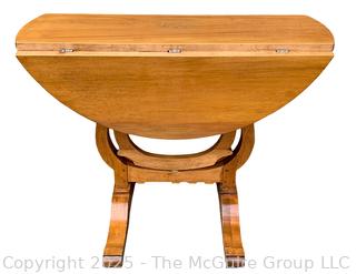 Round Drop Leaf Coaching Table with Lyre-Shaped Swivel Supports.  36" diameter