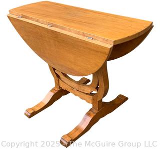 Round Drop Leaf Coaching Table with Lyre-Shaped Swivel Supports.  36" diameter