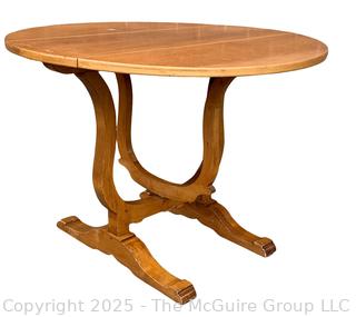 Round Drop Leaf Coaching Table with Lyre-Shaped Swivel Supports.  36" diameter