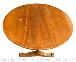 Round Drop Leaf Coaching Table with Lyre-Shaped Swivel Supports.  36" diameter