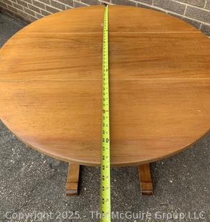 Round Drop Leaf Coaching Table with Lyre-Shaped Swivel Supports.  36" diameter
