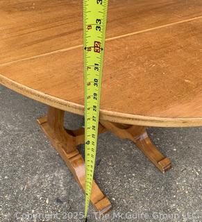 Round Drop Leaf Coaching Table with Lyre-Shaped Swivel Supports.  36" diameter