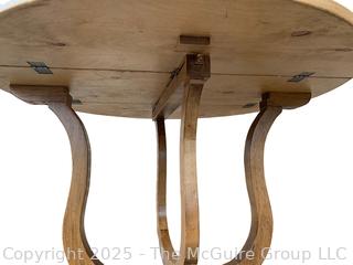 Round Drop Leaf Coaching Table with Lyre-Shaped Swivel Supports.  36" diameter