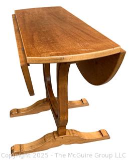 Round Drop Leaf Coaching Table with Lyre-Shaped Swivel Supports.  36" diameter