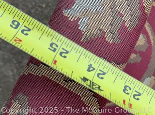 Upholstered Mahogany Chippendale Lolling Chair with Blind Fretwork Legs.  Stain on seat. 41"H x 27"W x 27"D