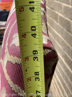 Upholstered Mahogany Chippendale Lolling Chair with Blind Fretwork Legs.  Stain on seat. 41"H x 27"W x 27"D