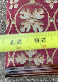 Upholstered Mahogany Chippendale Lolling Chair with Blind Fretwork Legs.  Stain on seat. 41"H x 27"W x 27"D