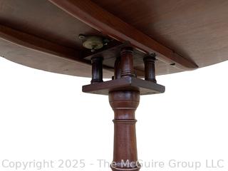 English Queen Anne Tilt Top Mahogany Tea Table on Cabriole Pedestal Base circa 1800   Measures 28"H x 35"W x 28"D