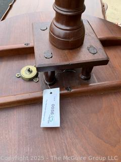 English Queen Anne Tilt Top Mahogany Tea Table on Cabriole Pedestal Base circa 1800   Measures 28"H x 35"W x 28"D