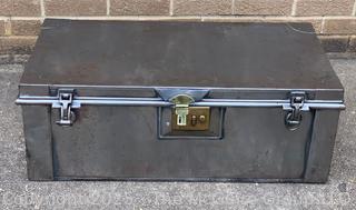 Metal Foot Locker Trunk with Brass Latch