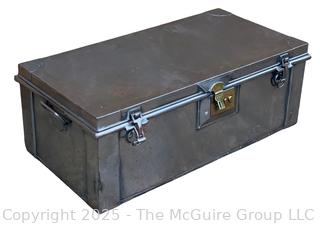 Metal Foot Locker Trunk with Brass Latch