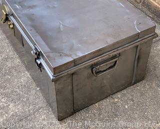 Metal Foot Locker Trunk with Brass Latch