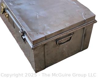 Metal Foot Locker Trunk with Brass Latch