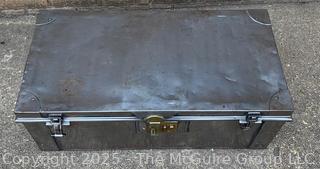 Metal Foot Locker Trunk with Brass Latch