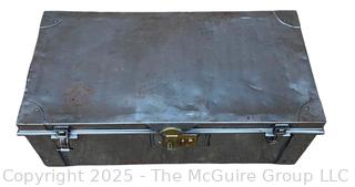 Metal Foot Locker Trunk with Brass Latch