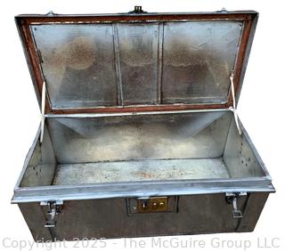 Metal Foot Locker Trunk with Brass Latch