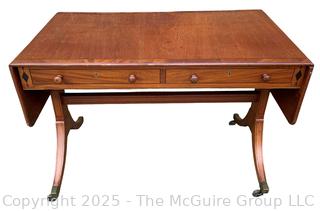 English Regency Mahogany Drop Leaf Sofa Table w/ Castors