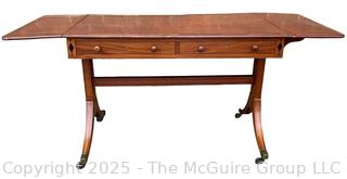 English Regency Mahogany Drop Leaf Sofa Table w/ Castors