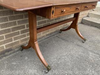 English Regency Mahogany Drop Leaf Sofa Table w/ Castors
