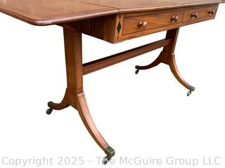English Regency Mahogany Drop Leaf Sofa Table w/ Castors