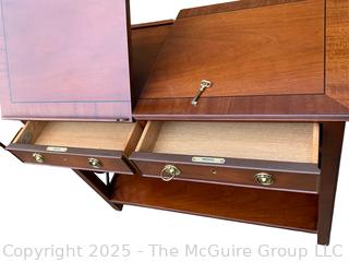 Baker Mahogany Chippendale Style Fretwork Telephone Console Table with Tilt Top.  35"W x 17"D x 29"T