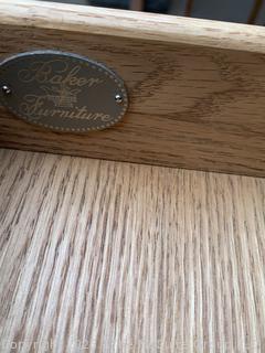 Baker Mahogany Chippendale Style Fretwork Telephone Console Table with Tilt Top.  35"W x 17"D x 29"T