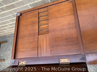 Baker Mahogany Chippendale Style Fretwork Telephone Console Table with Tilt Top.  35"W x 17"D x 29"T