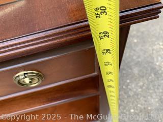 Baker Mahogany Chippendale Style Fretwork Telephone Console Table with Tilt Top.  35"W x 17"D x 29"T