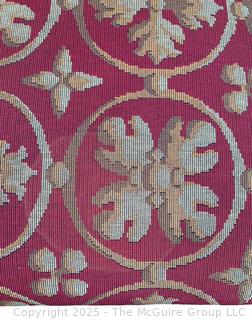 Upholstered Mahogany Chippendale Lolling Chair with Blind Fretwork Legs.  Stain on seat. 41"H x 27"W x 27"D