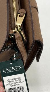 Brown Ralph Lauren Pebble Leather Carrington Handbag, New With Tags