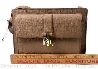 Brown Ralph Lauren Pebble Leather Carrington Handbag, New With Tags