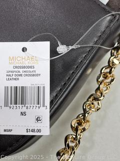 Michael Kors Brown Suede Leather Half Dome Crossbody Handbag, New without Tags