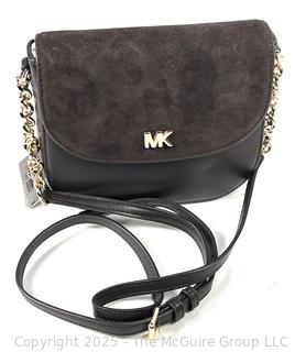 Michael Kors Brown Suede Leather Half Dome Crossbody Handbag, New without Tags