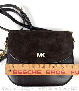 Michael Kors Brown Suede Leather Half Dome Crossbody Handbag, New without Tags