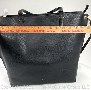 Ralph Lauren Black Leather Anfield Abby Tote Handbag New with Tags