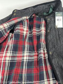 Ralph Lauren LRL Charcoal Diamond Quilted Flannel Lined Jacket, XL, New with Tags