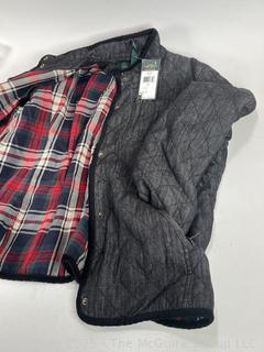 Ralph Lauren LRL Charcoal Diamond Quilted Flannel Lined Jacket, XL, New with Tags