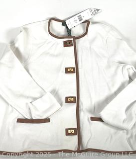 Ralph Lauren White Knit Jacket, New with Tags, Large