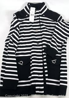 Ralph Lauren Striped Cardigan Sweater Knit Black White 1X, New with Tags