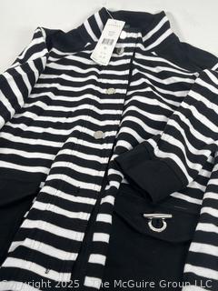 Ralph Lauren Striped Cardigan Sweater Knit Black White 1X, New with Tags