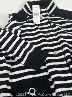 Ralph Lauren Striped Cardigan Sweater Knit Black White 1X, New with Tags