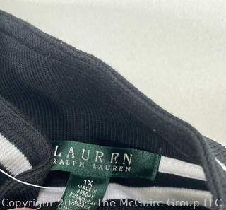 Ralph Lauren Striped Cardigan Sweater Knit Black White 1X, New with Tags