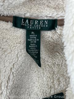 Ralph Lauren Faux Suede Shearling Draped Vest, PL, New with Tags