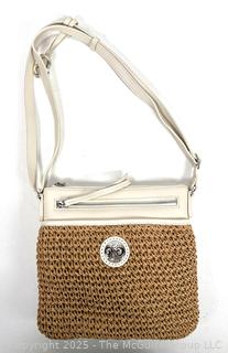 Brighton Straw & Leather Kari Messenger Crossbody Handbag New with Tags