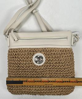 Brighton Straw & Leather Kari Messenger Crossbody Handbag New with Tags