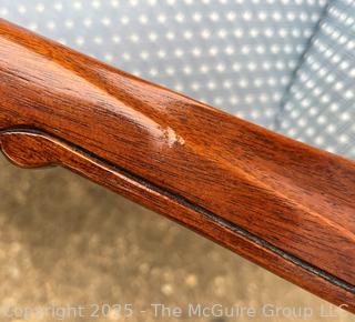 Mahogany Queen Anne Style Upholstered Sheppard Hook Arm Chair by Southwood Furniture Co., Hickory, NC