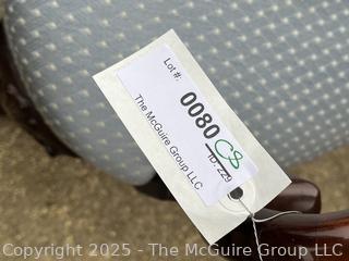 Mahogany Queen Anne Style Upholstered Sheppard Hook Arm Chair by Southwood Furniture Co., Hickory, NC