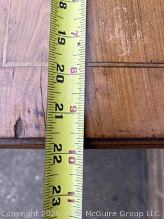 Three (3) Drawer Louis XI Style Inlaid Scrolled Design Continental Fruitwood Commode.  33"H x 22"W x 14"D